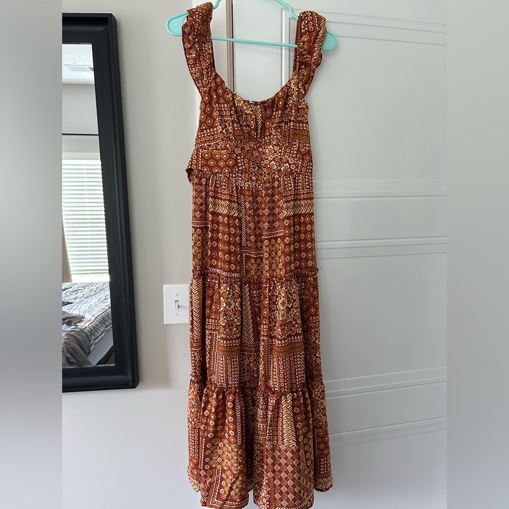 Francesca's Collections Orange Sleeveless Maxi Dress